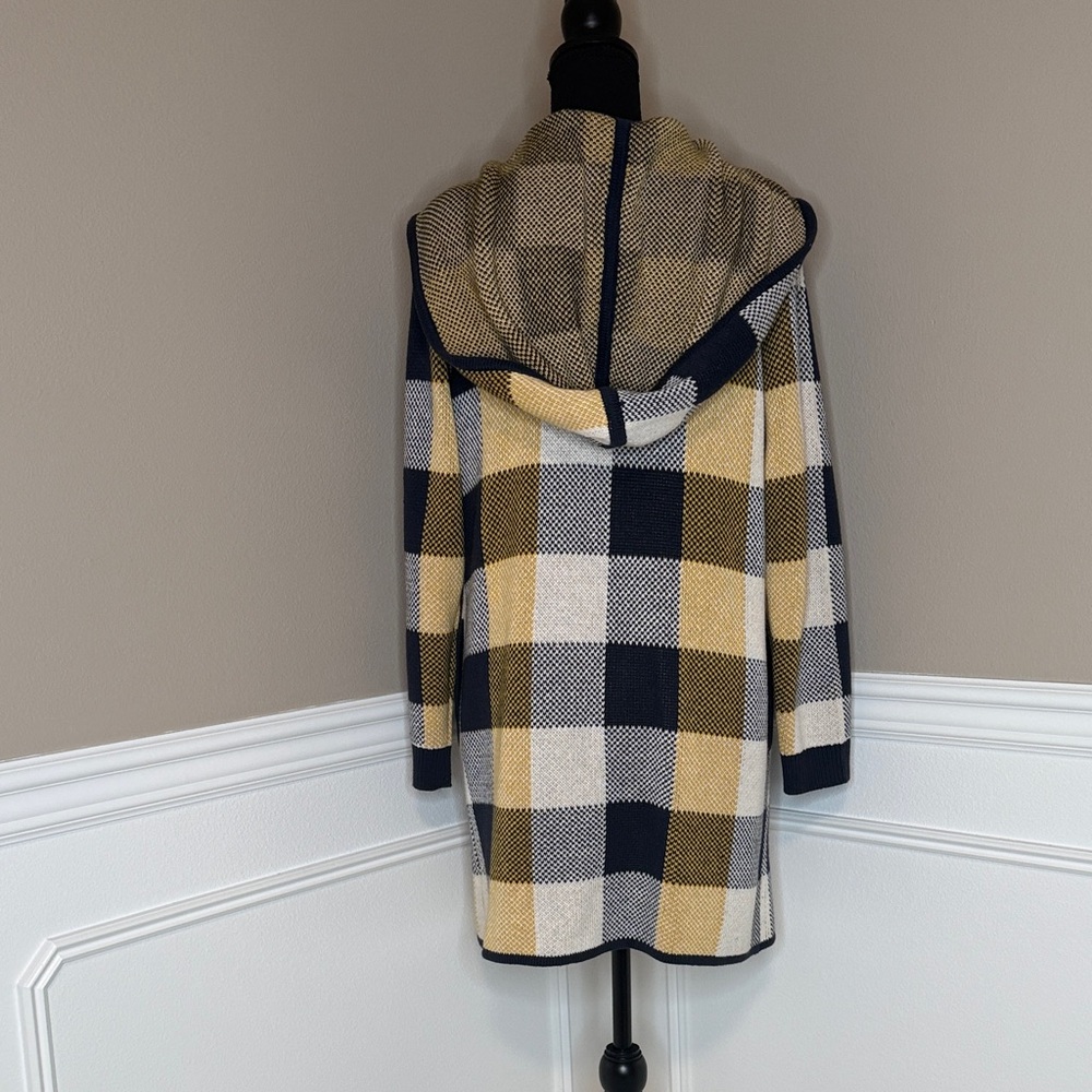 NWOT CAbi Checkered Hooded Sweater Coat, style 4229, size medium - Picture 7 of 14